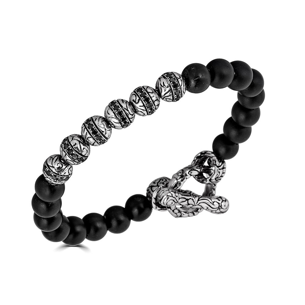 KeyDesign Black Diamond Beads Chain Bracelet