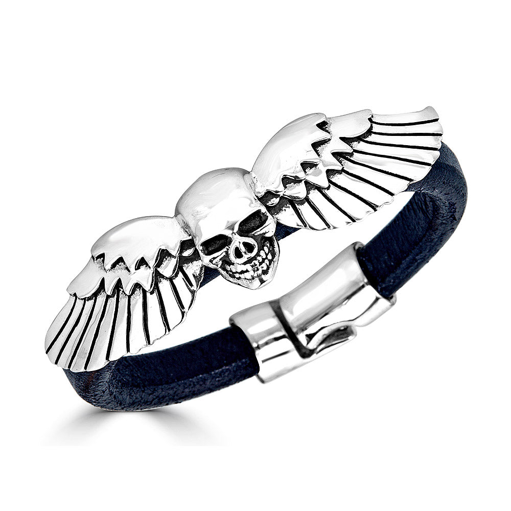 Skull Wings Leather Bracelet