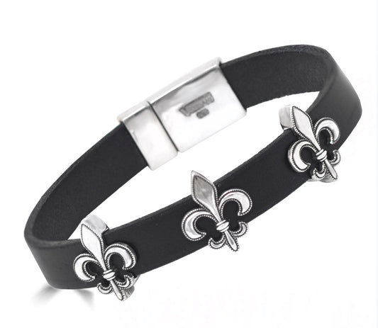 Fleur De Lis Leather Bracelet