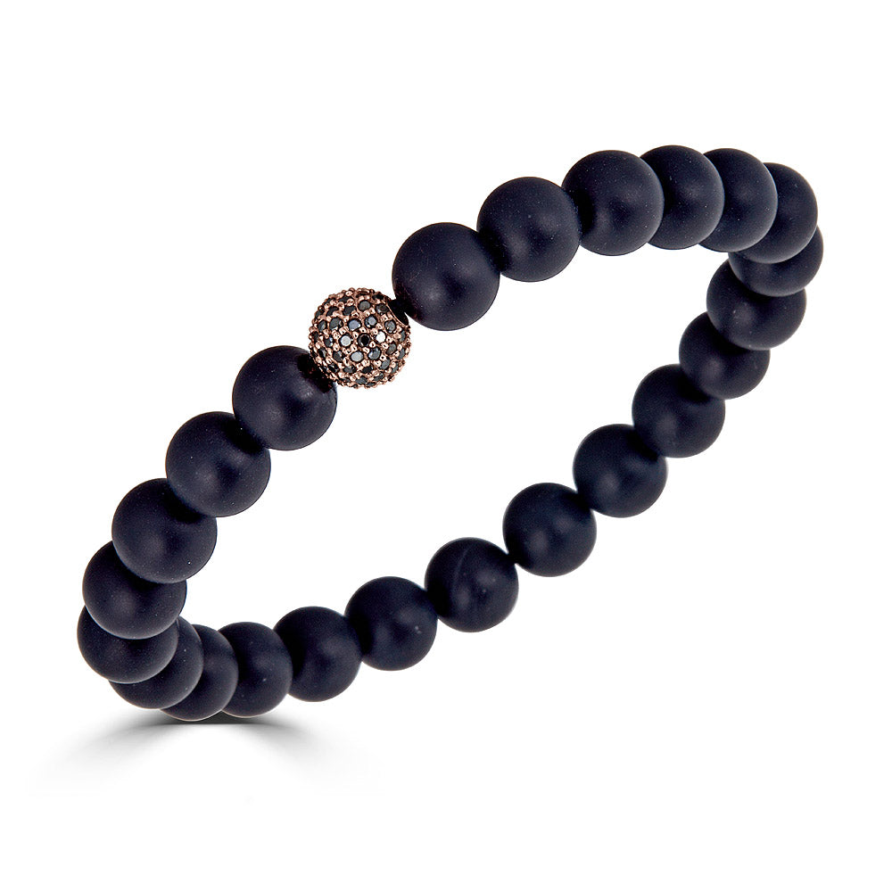 Rose Gold Black Diamond Beaded Bracelet