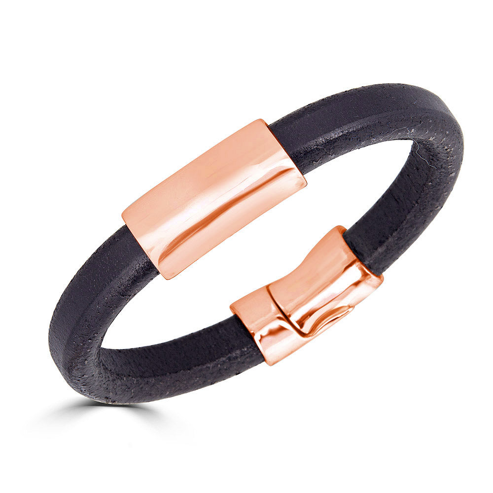 Rose Gold Tube Leather Bracelet