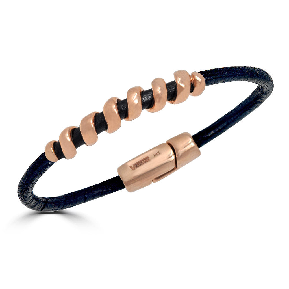 Rose Gold Spiral Leather Bracelet