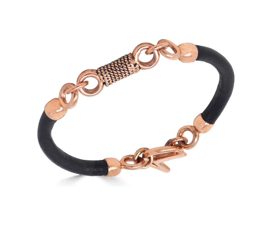 Rose Gold Coil Leather Bracelet