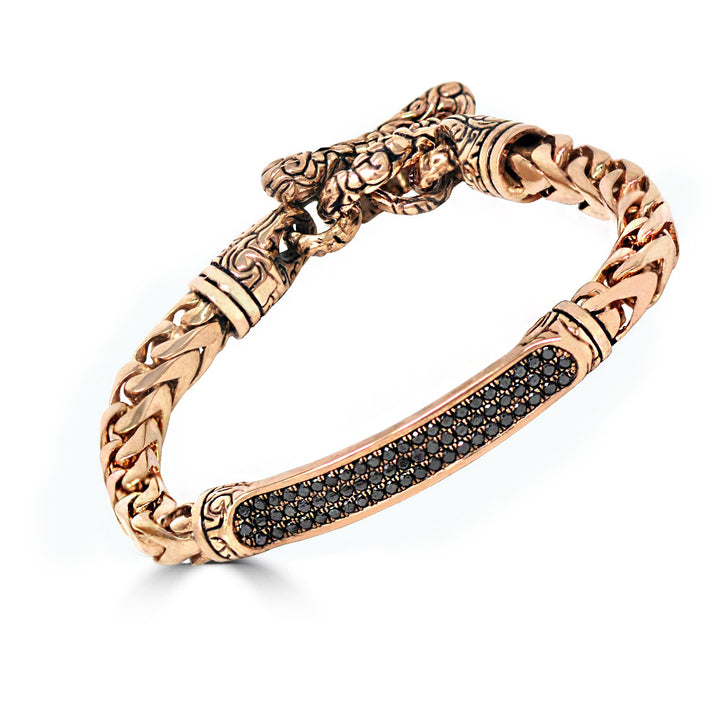 KeyDesign Black Diamond ID Bracelet In Rose Gold