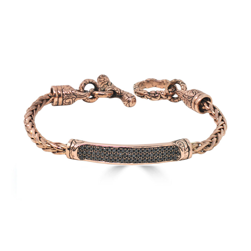 KeyDesign Black Diamond ID Bracelet In Rose Gold