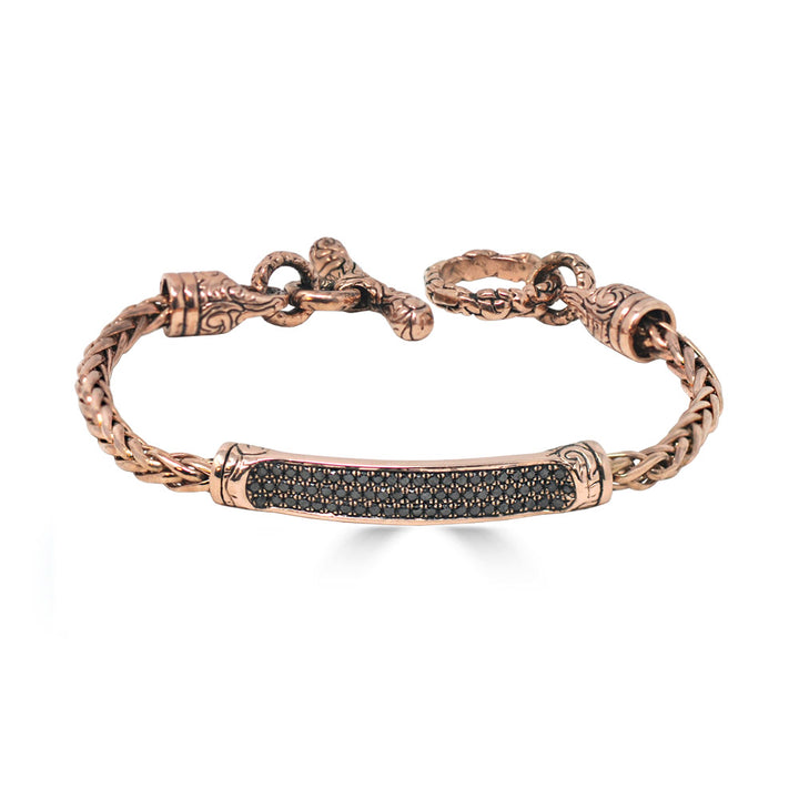 KeyDesign Black Diamond ID Bracelet In Rose Gold