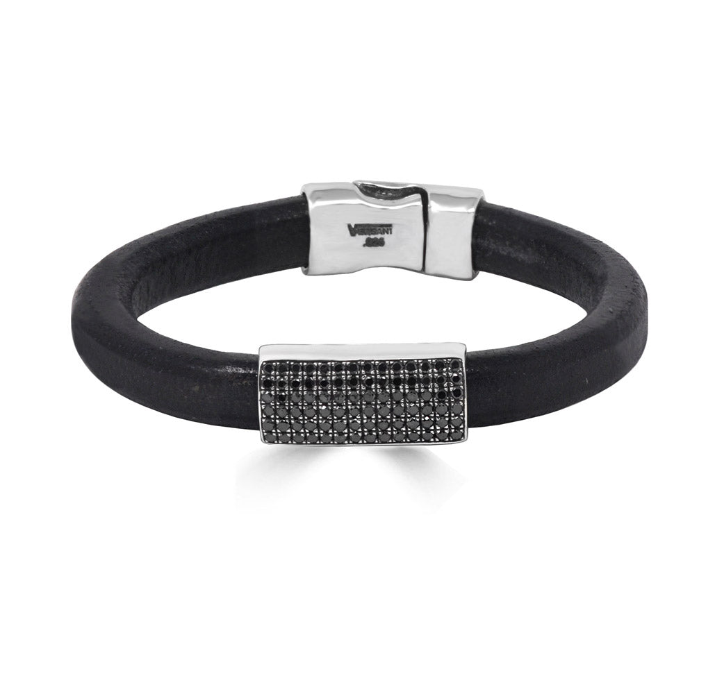 Blak Diamond Rectangle Leather Bracelet