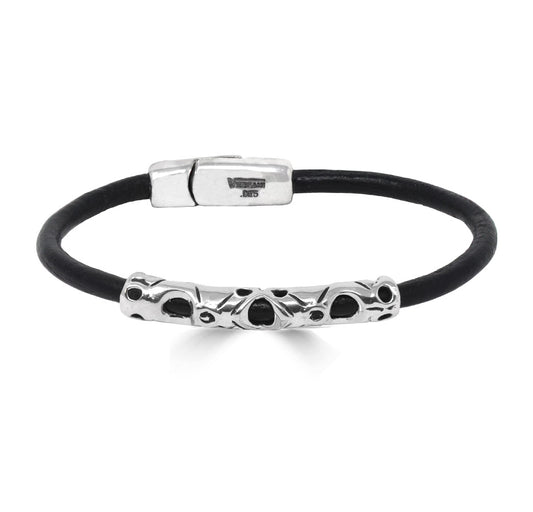Cutout Cylinder Leather Bracelet