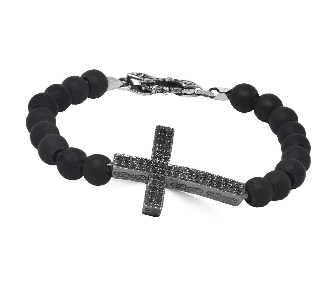 Black Diamond Cross Beaded Bracelet