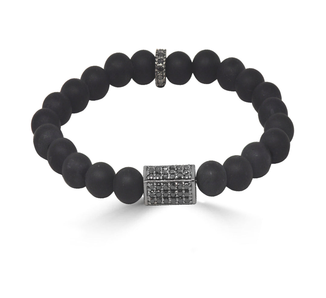 Black Diamond Hexagon Beaded Bracelet, 8mm