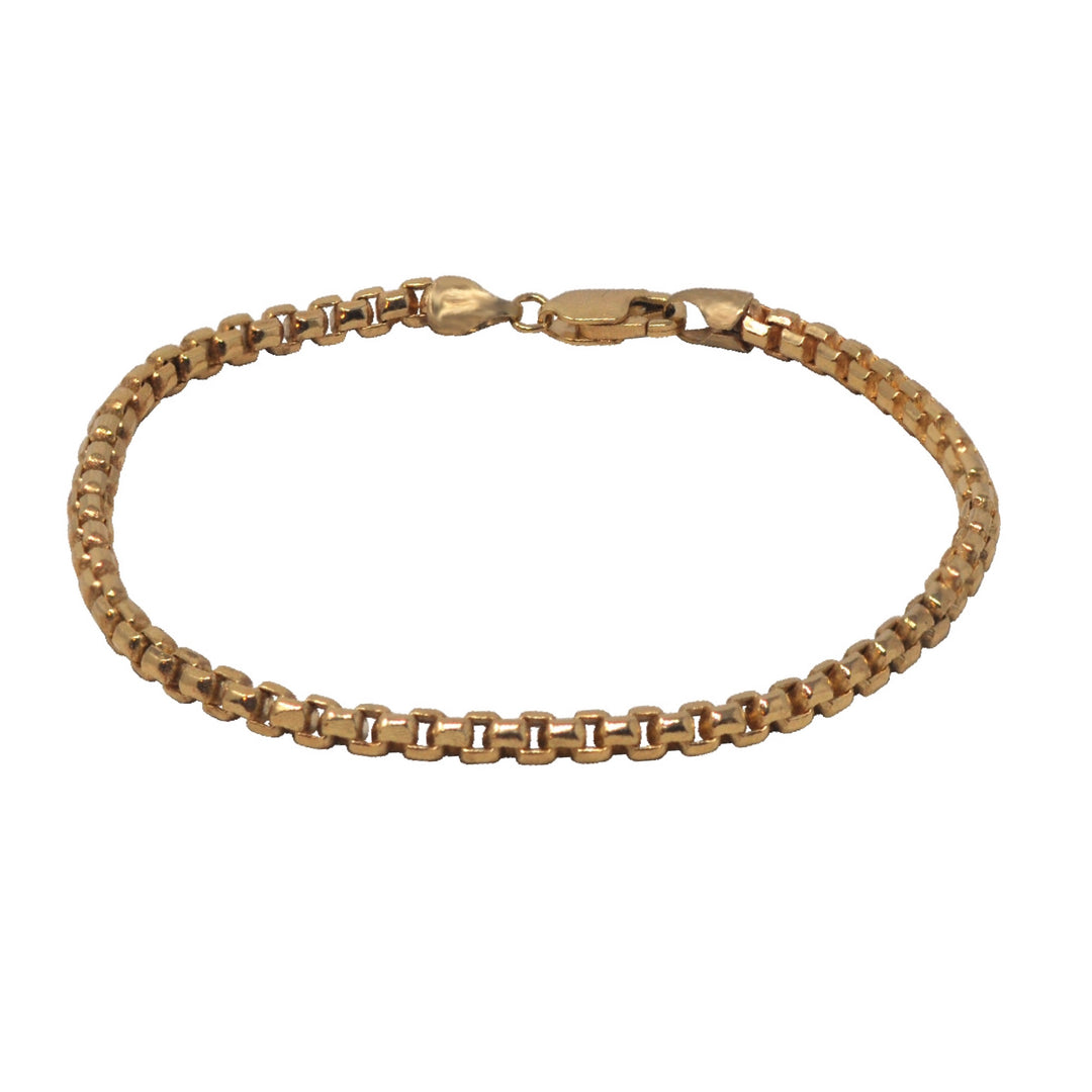 Gold Large Box Chain Bracelet, 3.5mm