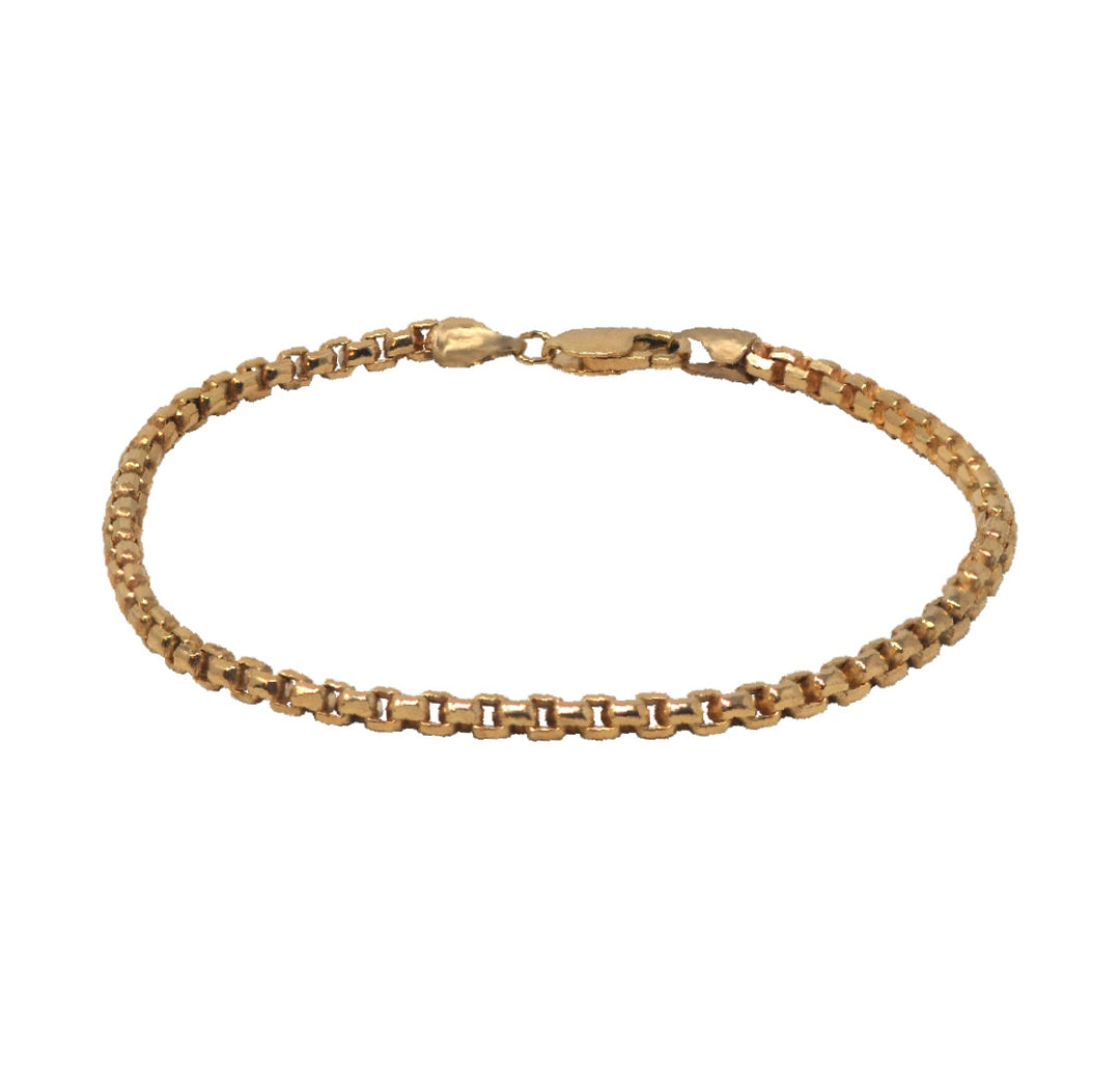 Gold Medium Box Chain Bracelet, 2.5mm