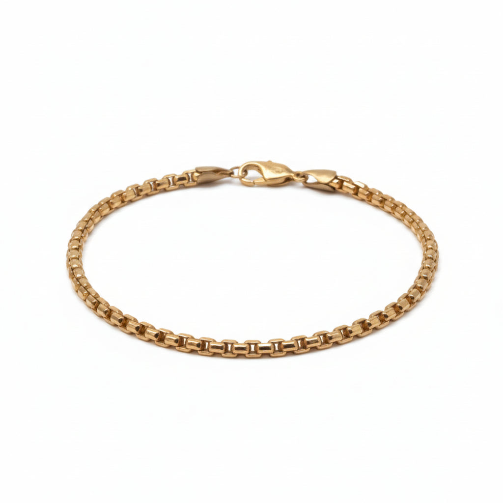 Gold Box Chain Bracelet, 1.8mm