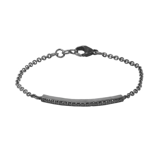 Thin Black Diamond ID Bracelet