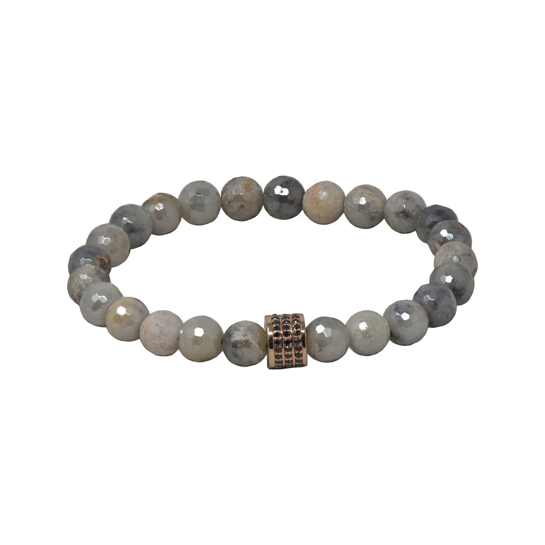 Rose Gold Black Diamond Bar Beaded Bracelet