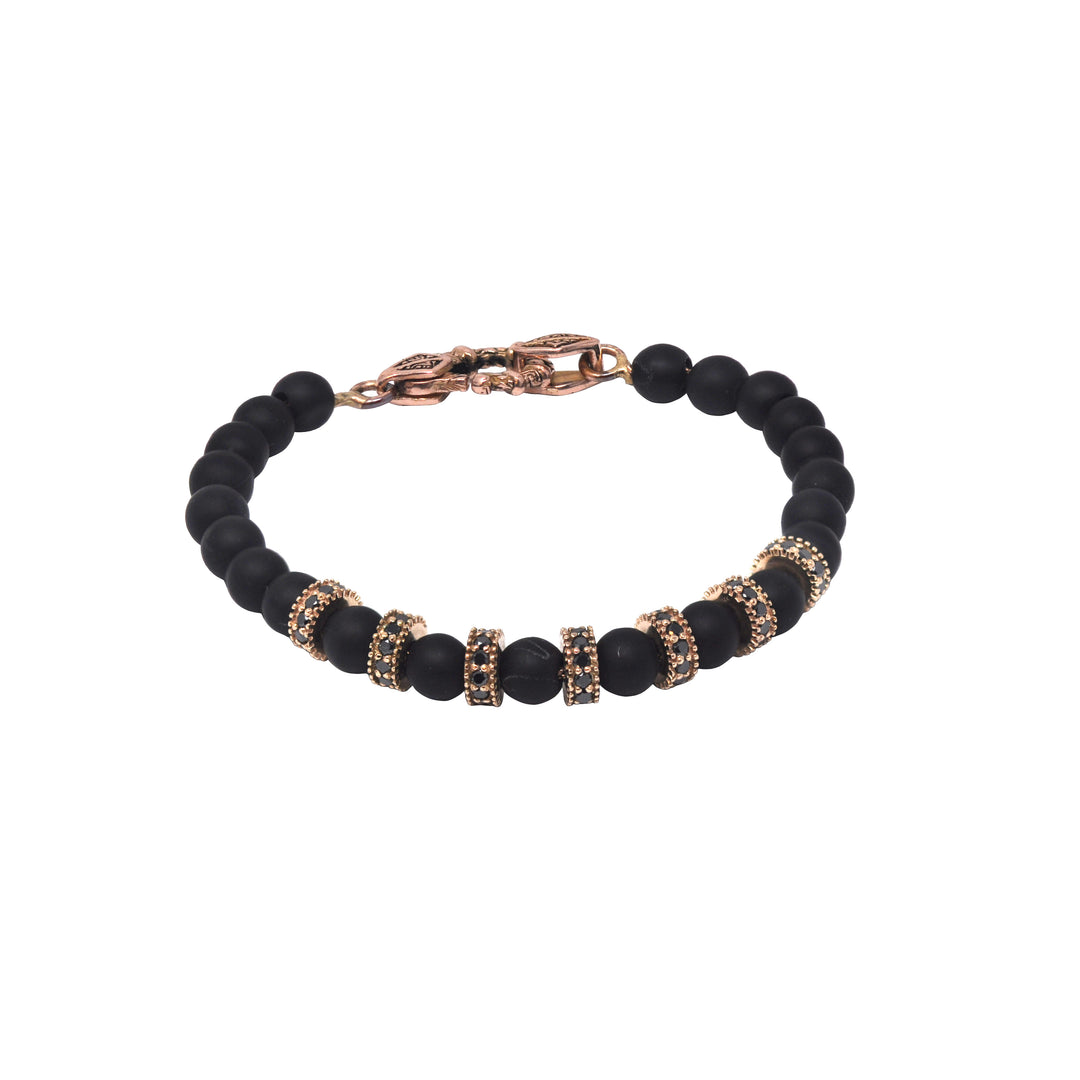 Black Diamond Rose Gold Pattern Beaded Bracelet