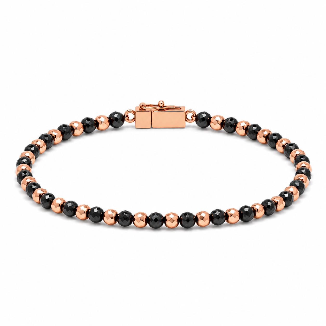 Faceted Black Diamond & Rose Gold Bead Bracelet