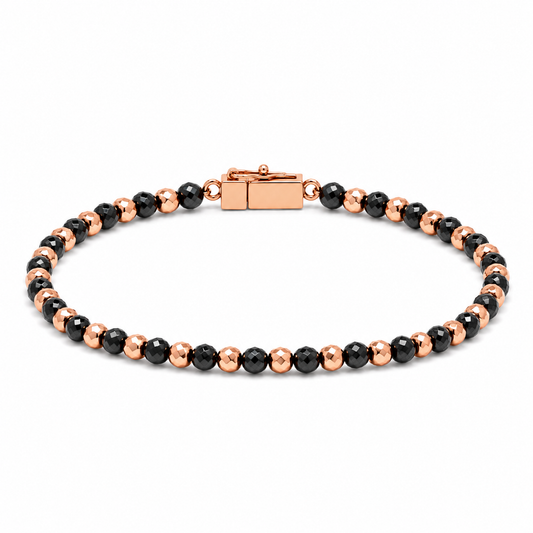 Faceted Black Diamond & Rose Gold Bead Bracelet
