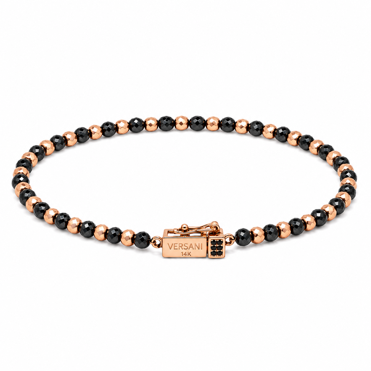 Faceted Black Diamond & Rose Gold Bead Bracelet