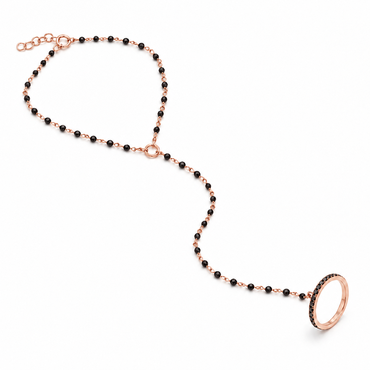 Black Diamond Hand Chain In Gold