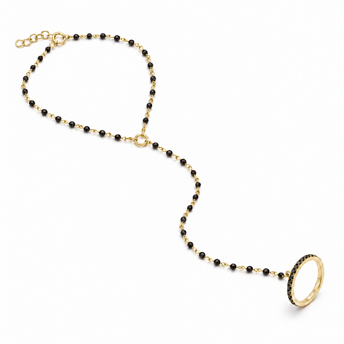 Black Diamond Hand Chain In Gold