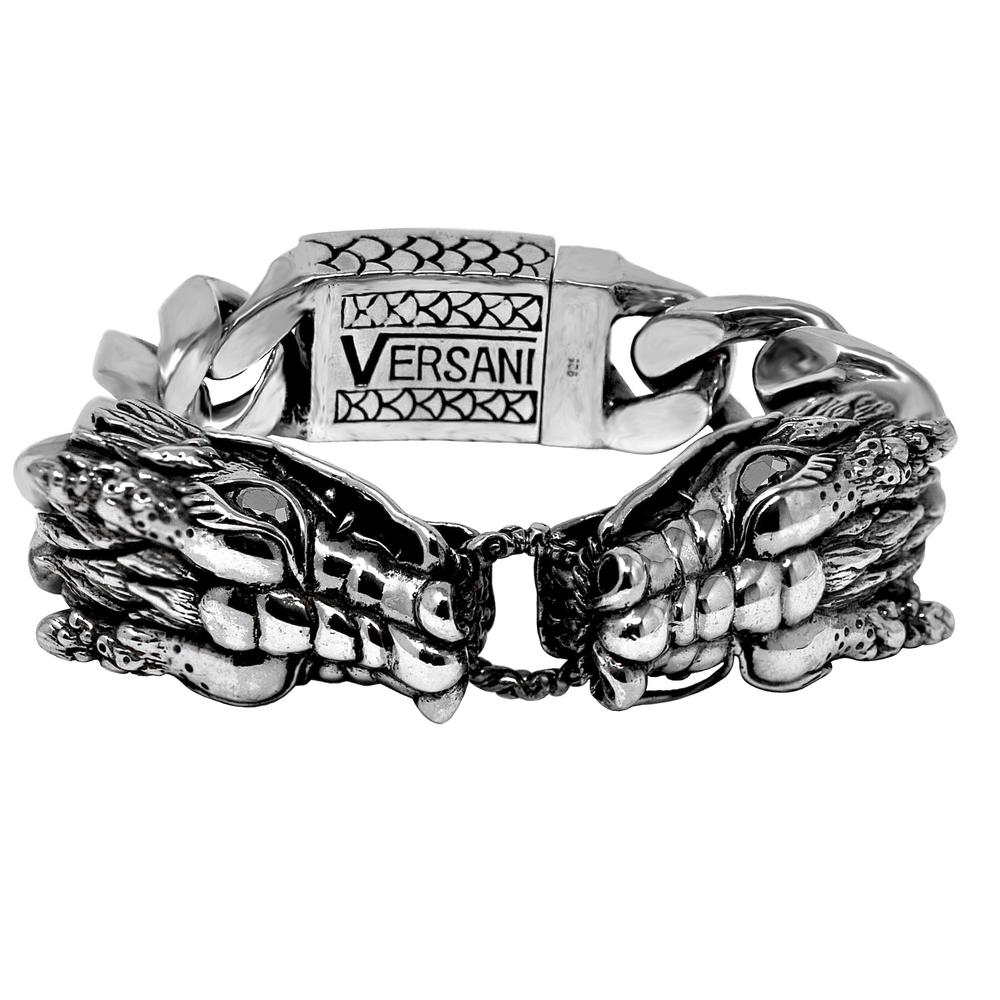 Double Dragon Black Diamond Clasp Bracelet