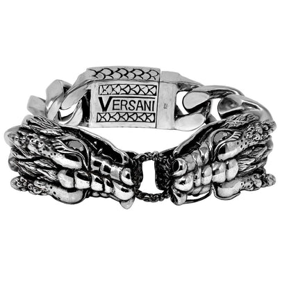 Double Dragon Black Diamond Clasp Bracelet