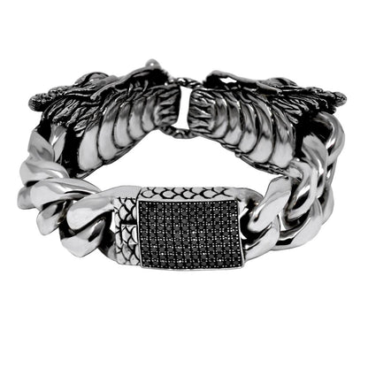 Double Dragon Black Diamond Clasp Bracelet