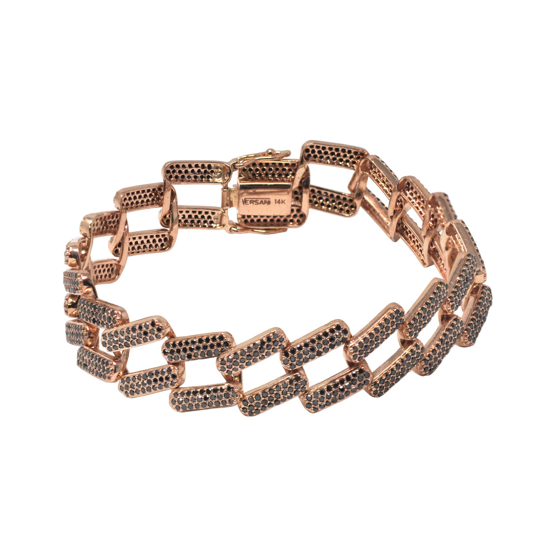 Black Diamond Link Bracelet In Rose Gold