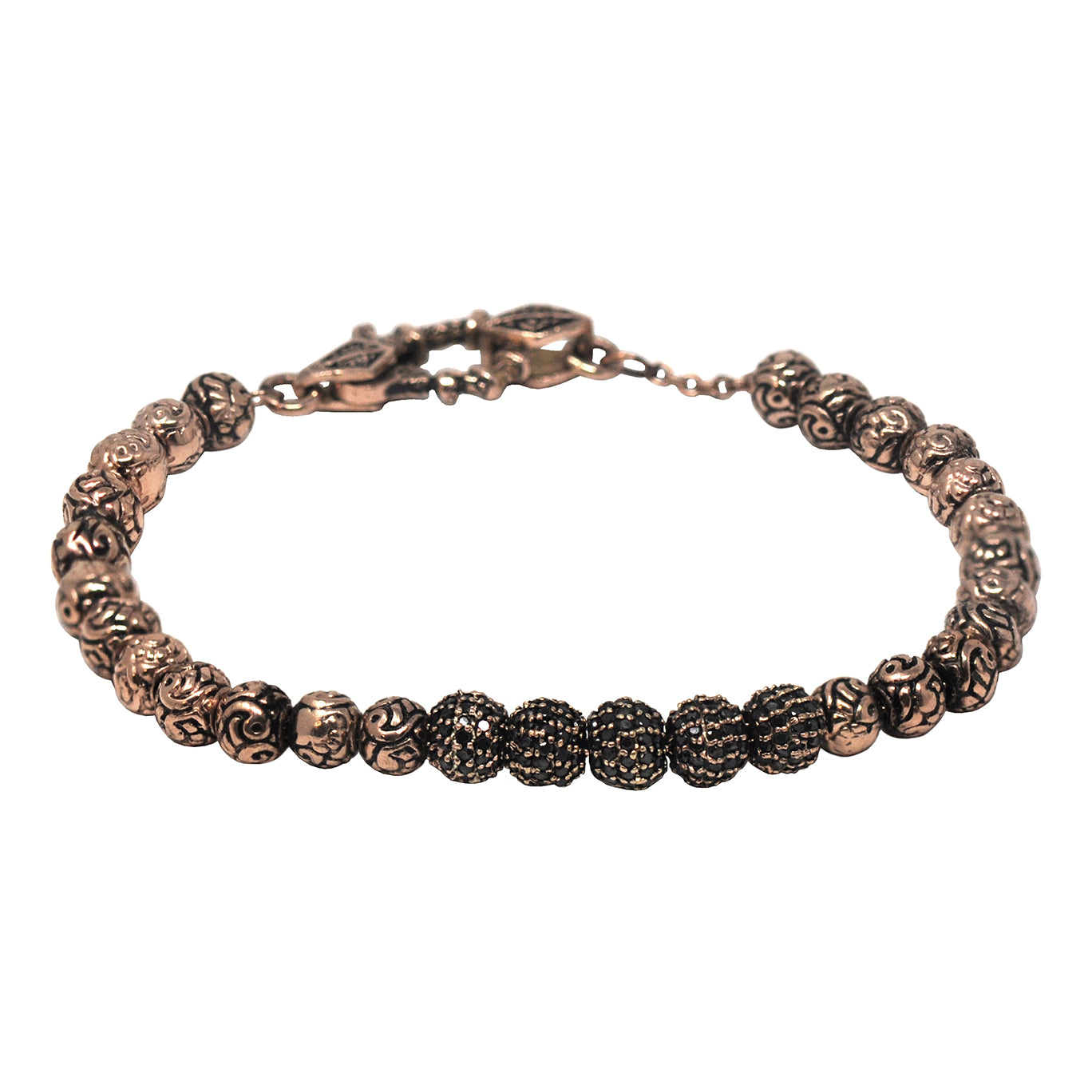 KeyDesign Black Diamond Rose Gold Beads Bracelet