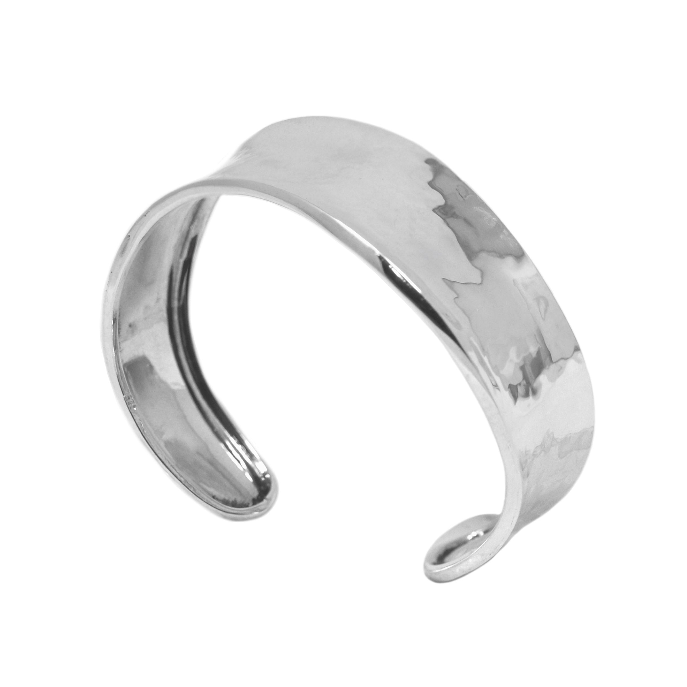 Hammered Cuff Bracelet Sterling Silver Polish One Size