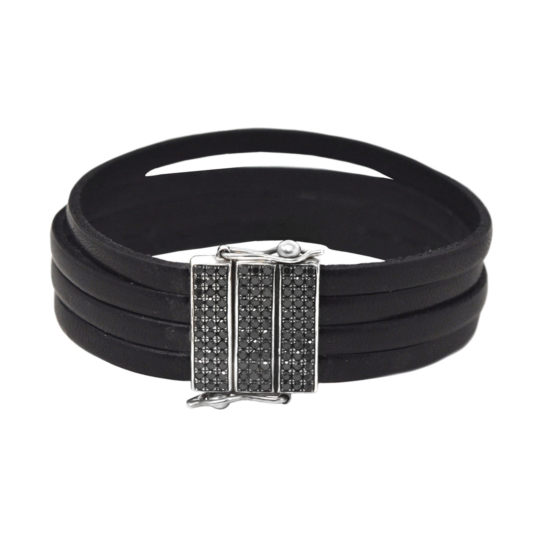 Black Diamond Four Strand Leather Bracelet