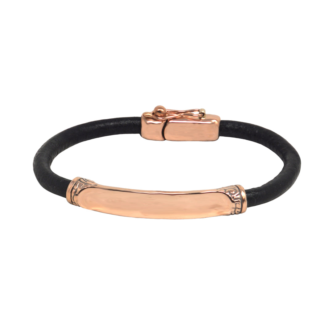 Rose Gold ID Leather Bracelet