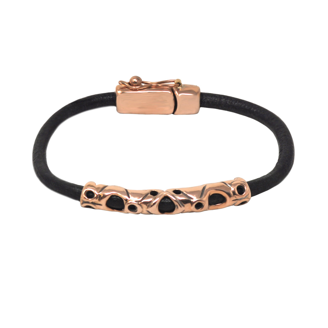 Rose Gold Cutout Cylinder Leather Bracelet