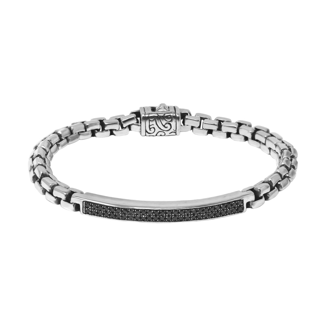 Medium Black Diamond ID Box Chain Bracelet