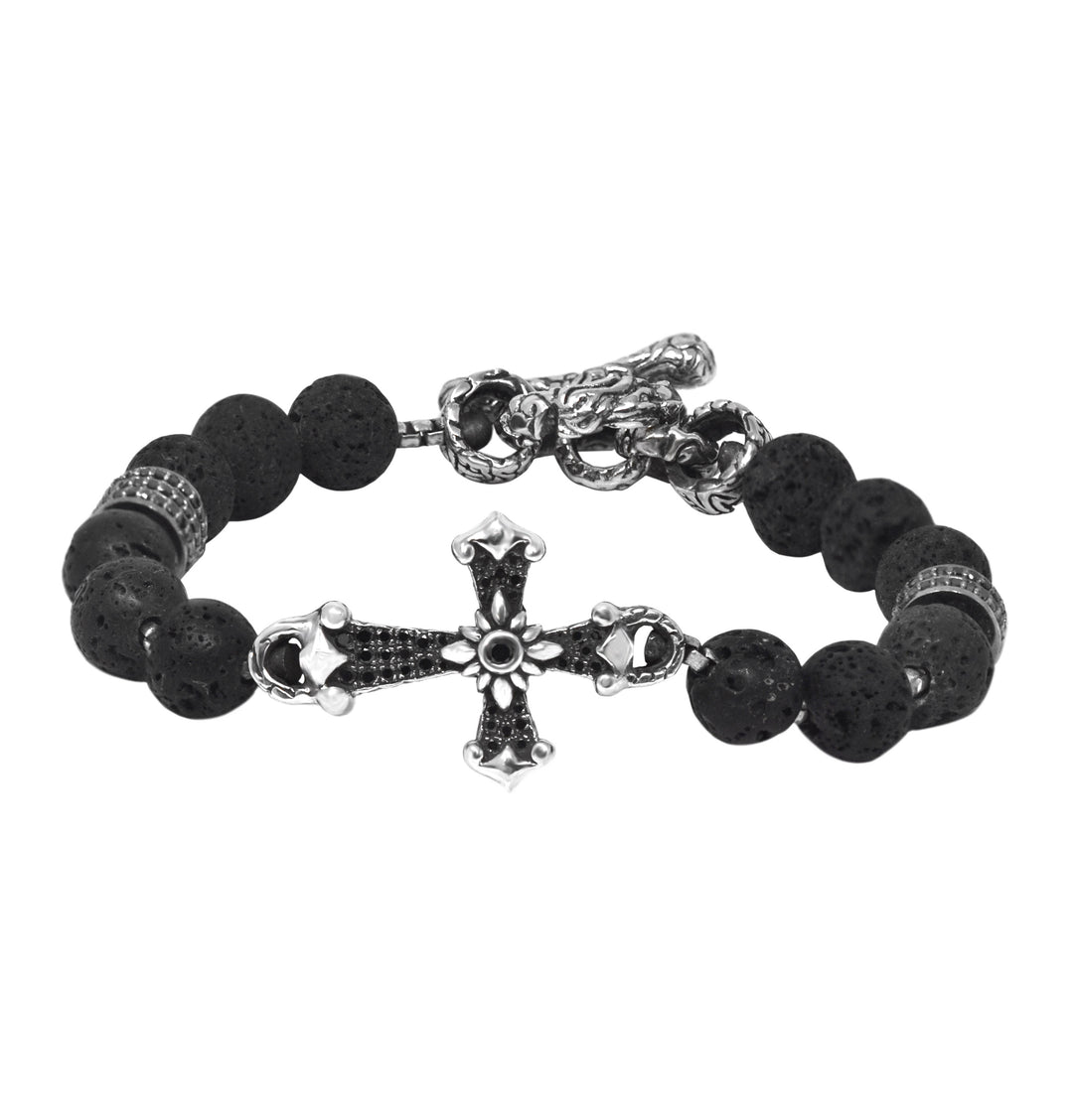 Black Diamond Sun Cross Beaded Bracelet