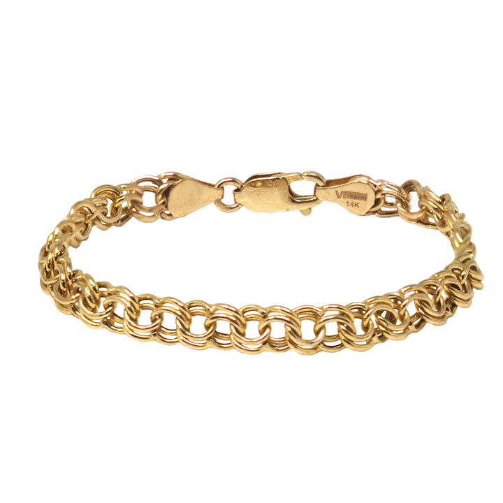 Double Link Chain Bracelet In Yellow Gold