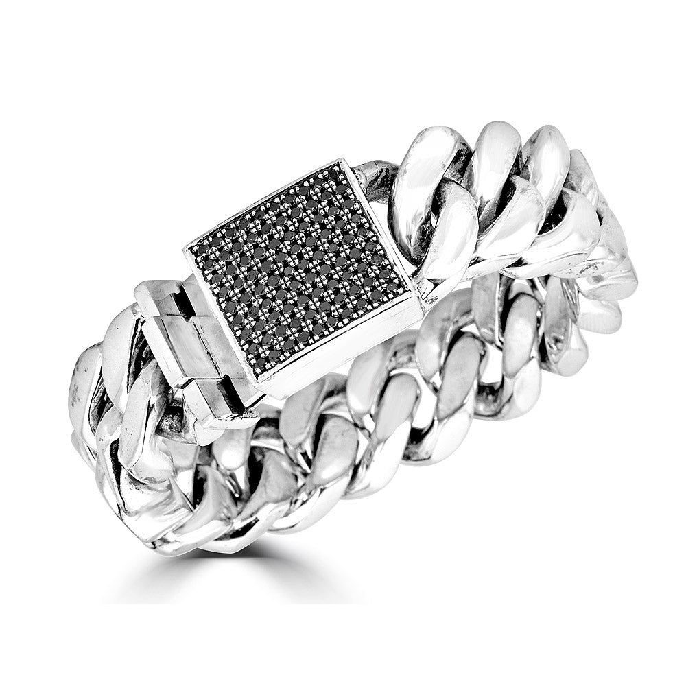 Large Cuban Link Black Diamond Clasp Bracelet