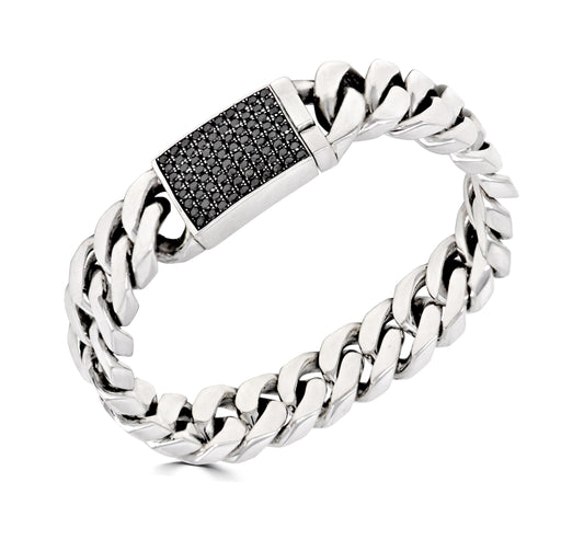 Medium Cuban Link Black Diamond Clasp Bracelet