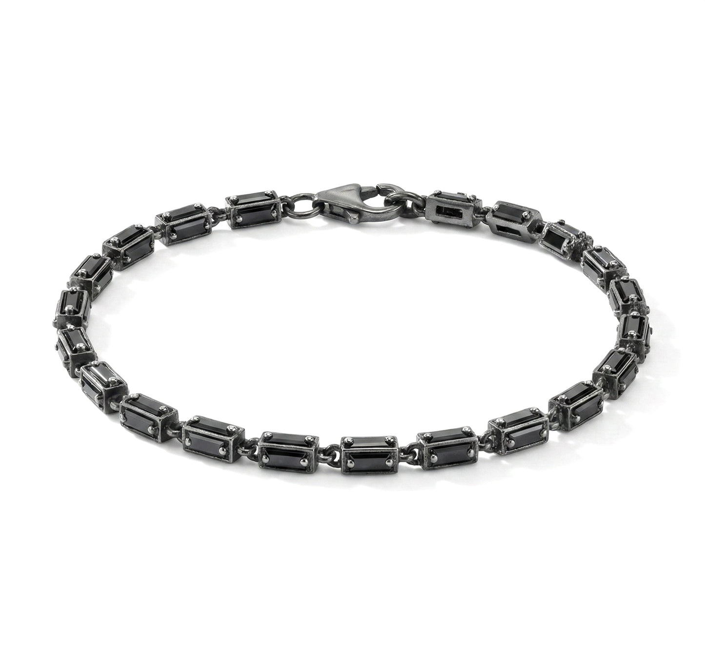 Emerald Cut Black Diamond Link Bracelet