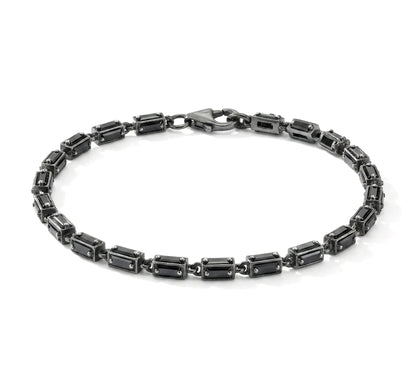 Emerald Cut Black Diamond Link Bracelet