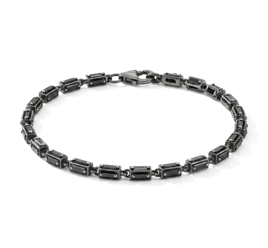Emerald Cut Black Diamond Link Bracelet