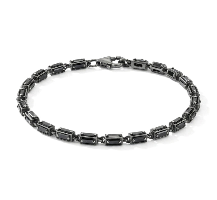 Emerald Cut Black Diamond Link Bracelet