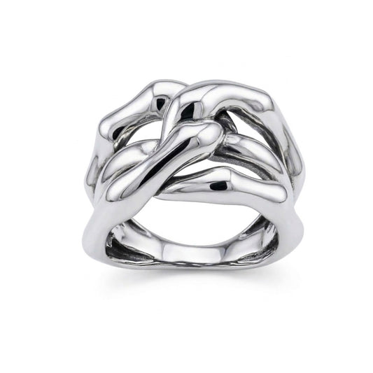Bamboo Interlocking Ring In Sterling Silver