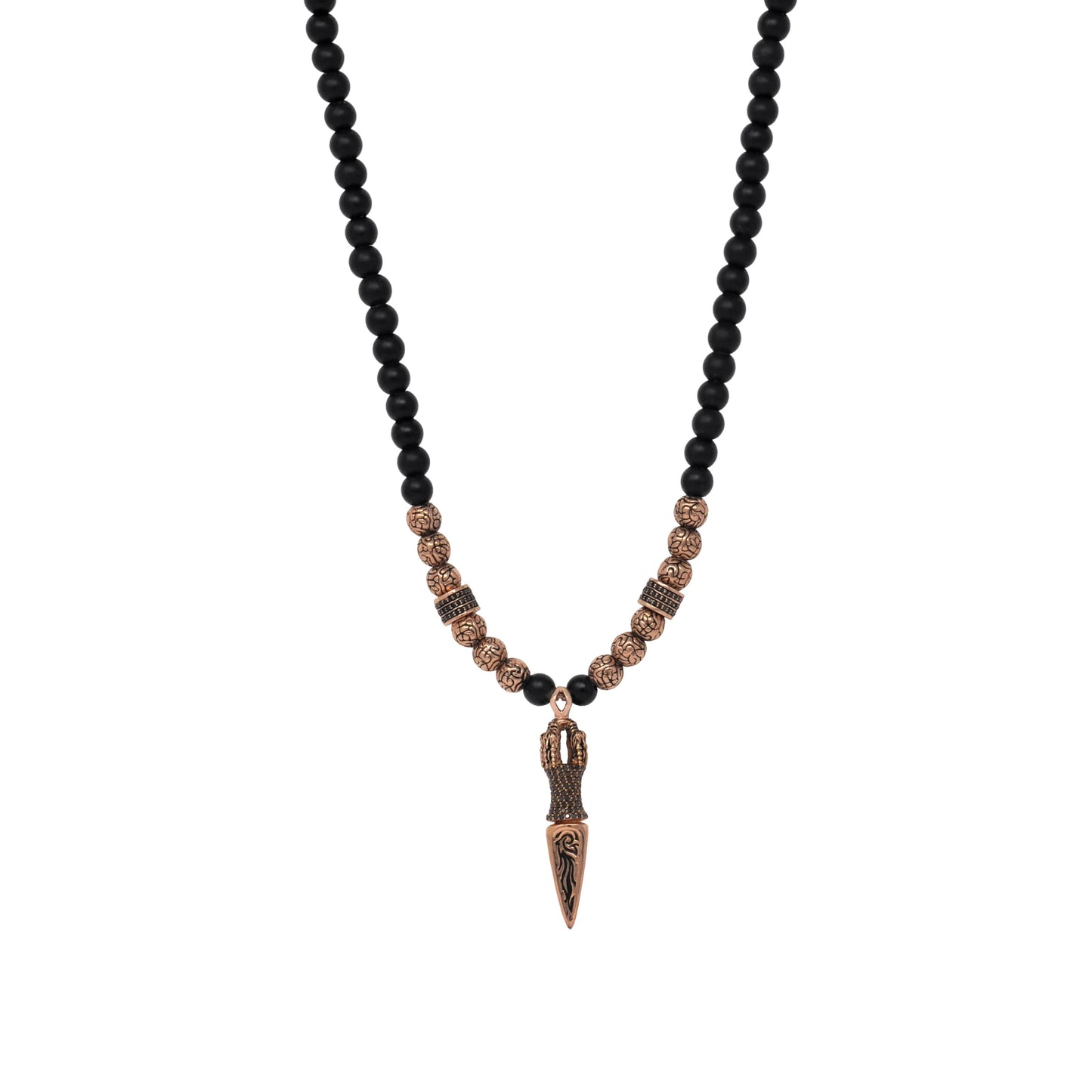 Black Diamond Rose Gold Dagger Beaded Necklace