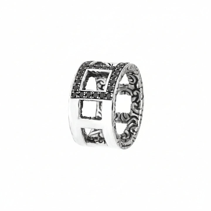 Half Black Diamond Cutout Ring