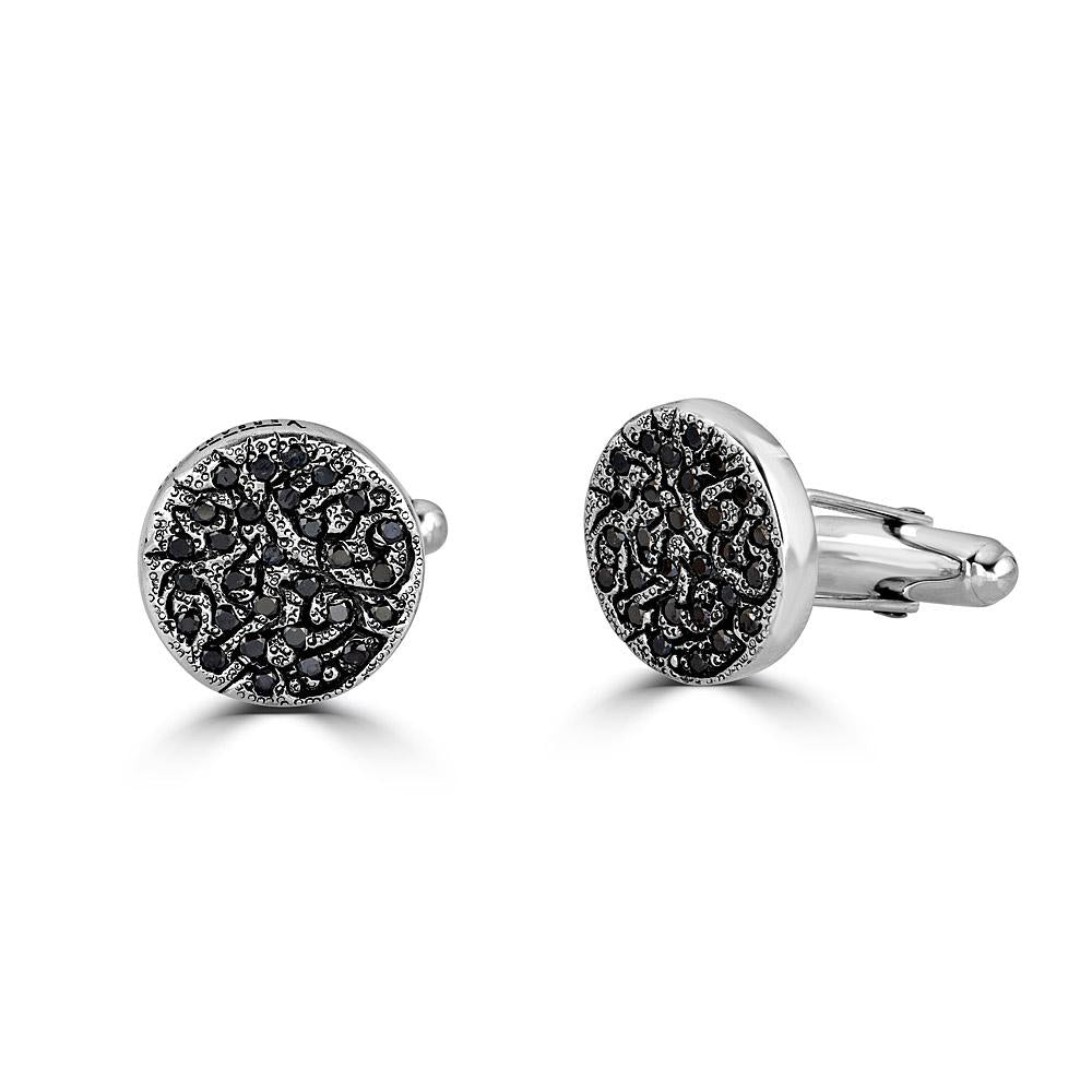 Black Diamond KeyDesign Round Cufflinks