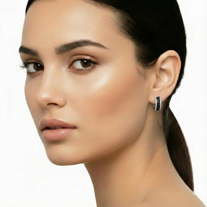 Black & White Diamond Huggies