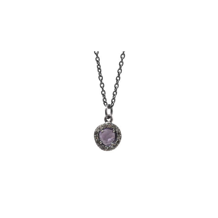 Mini Sapphire And Diamond Halo Pendant Necklace