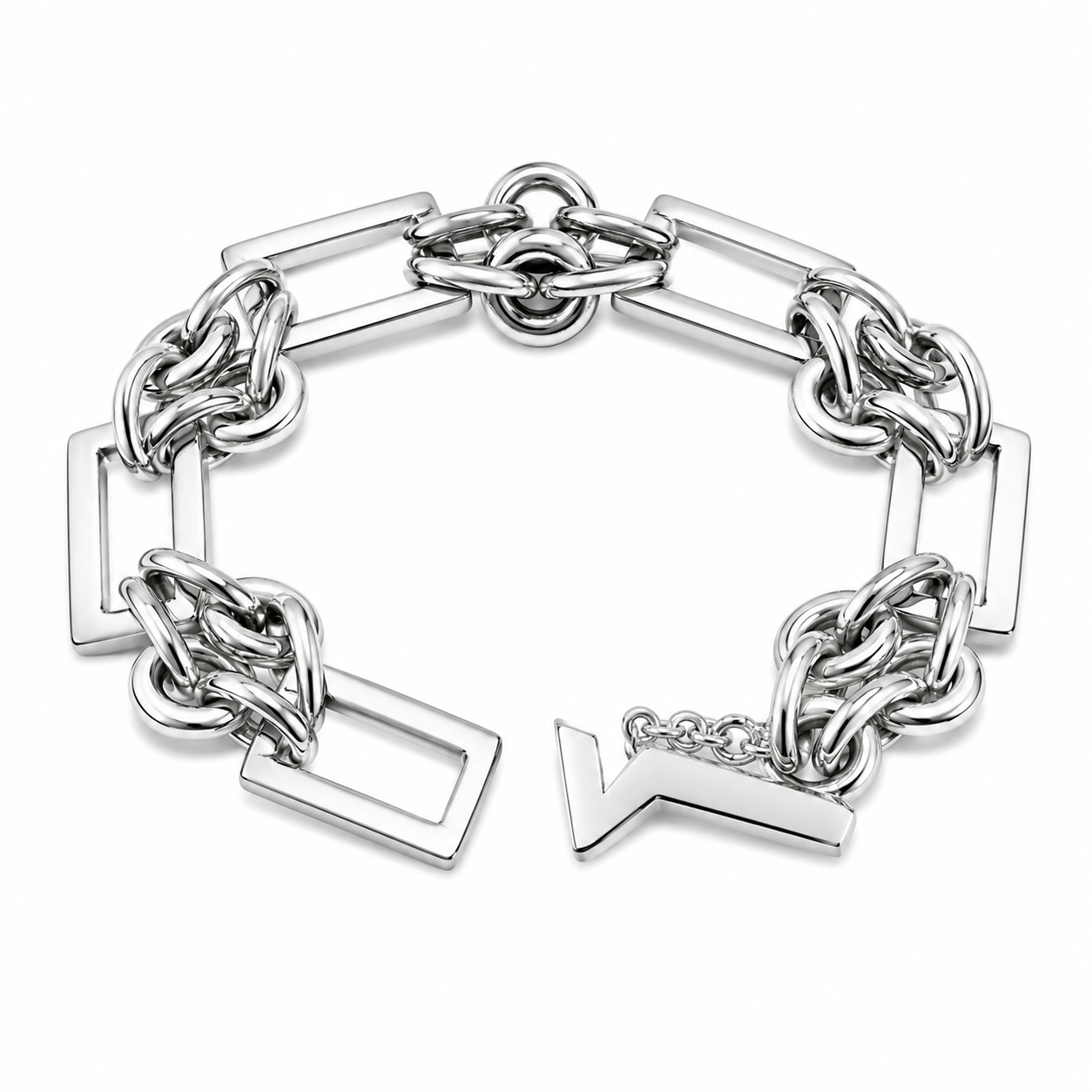 Circles And Rectangles Linked Bracelet